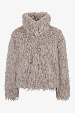 Unechte Pelzjacke mit Umlegekragen 01