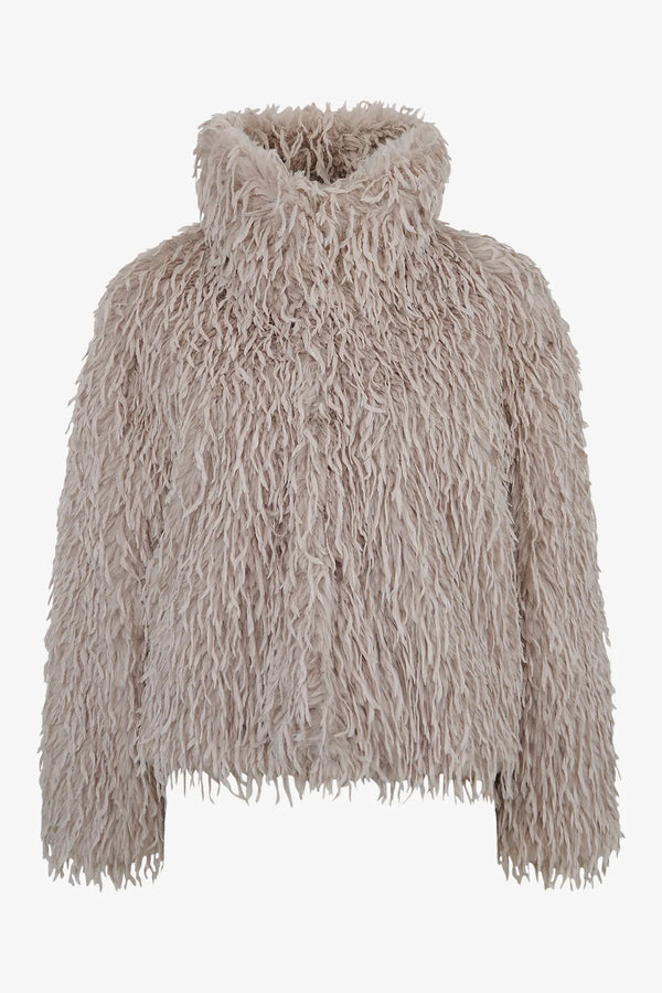 Unechte Pelzjacke mit Umlegekragen 01