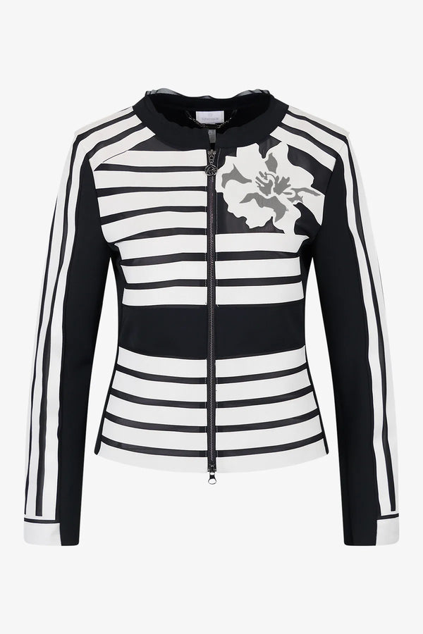 Jacke mit aufwendigen Velourleder-Streif 01