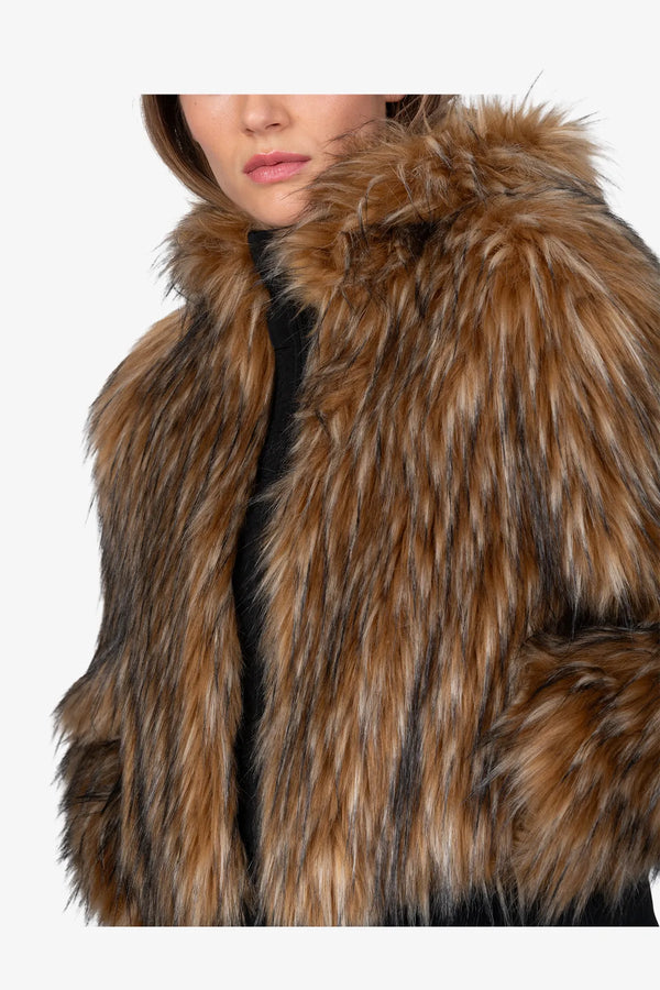 Unechte Felljacke mit Kapuze 06