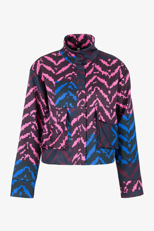 Cropped Jacke mit buntem Print 01