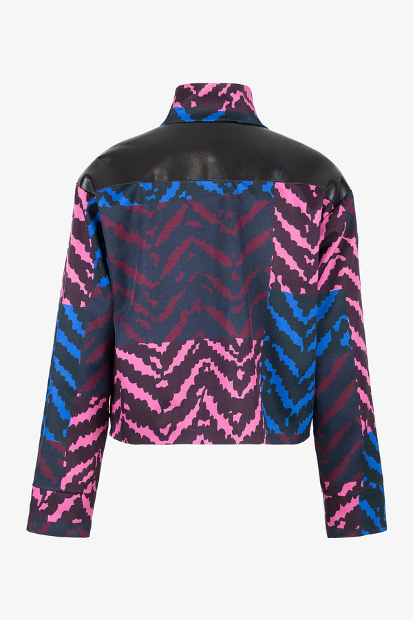 Cropped Jacke mit buntem Print 02