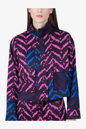 Cropped Jacke mit buntem Print 06