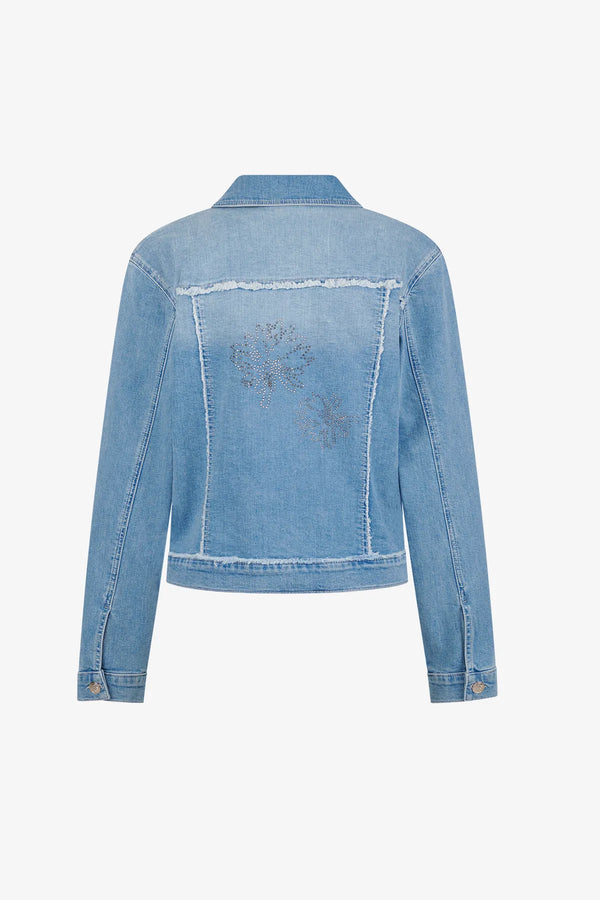 Denim-Jeansjacke mit Strass-Motiv 02