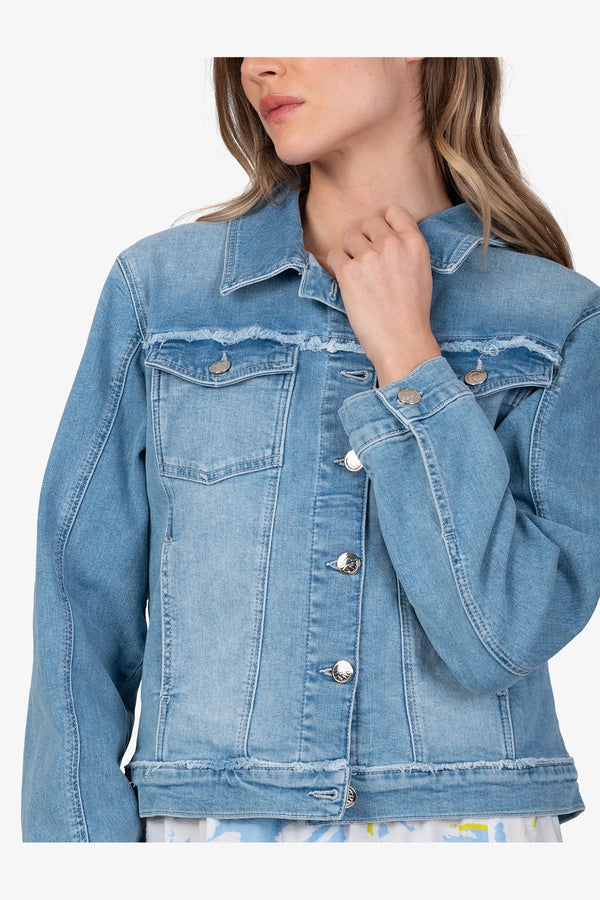 Denim-Jeansjacke mit Strass-Motiv 07