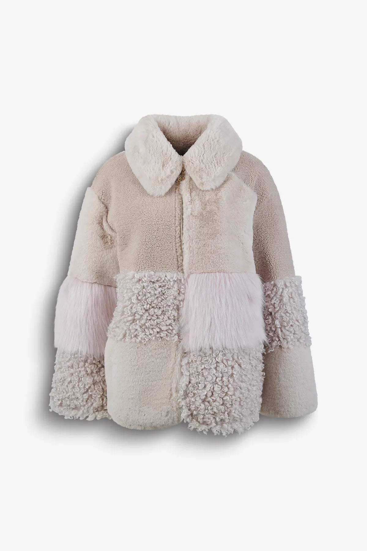 Web-Pelz-Jacke mit Materialmix 01