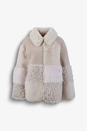 Web-Pelz-Jacke mit Materialmix 01