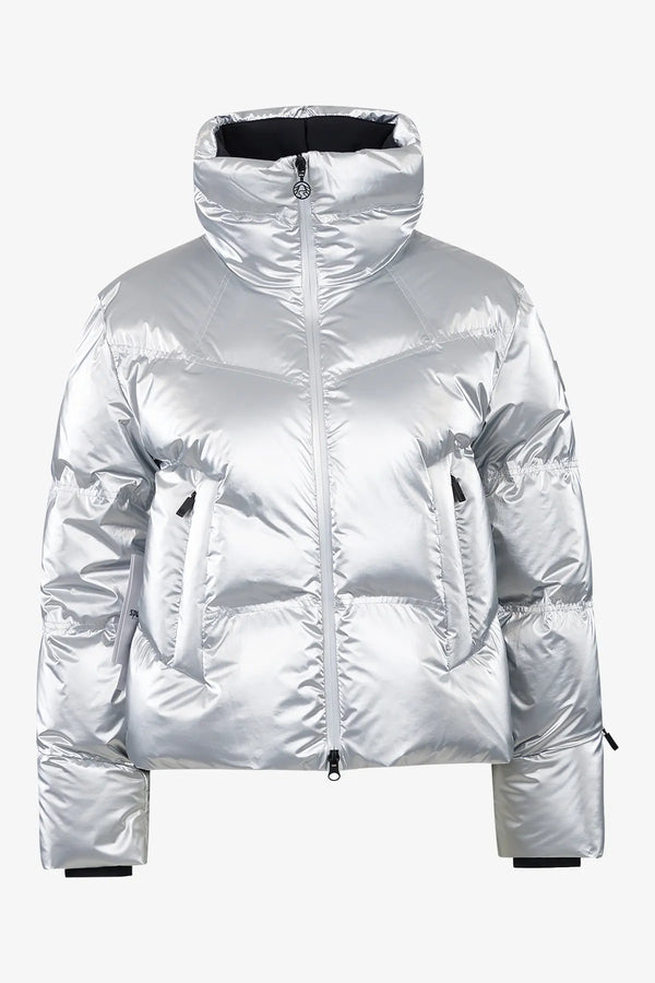 Daunenjacke aus trendigem Metallic-Nylon 01