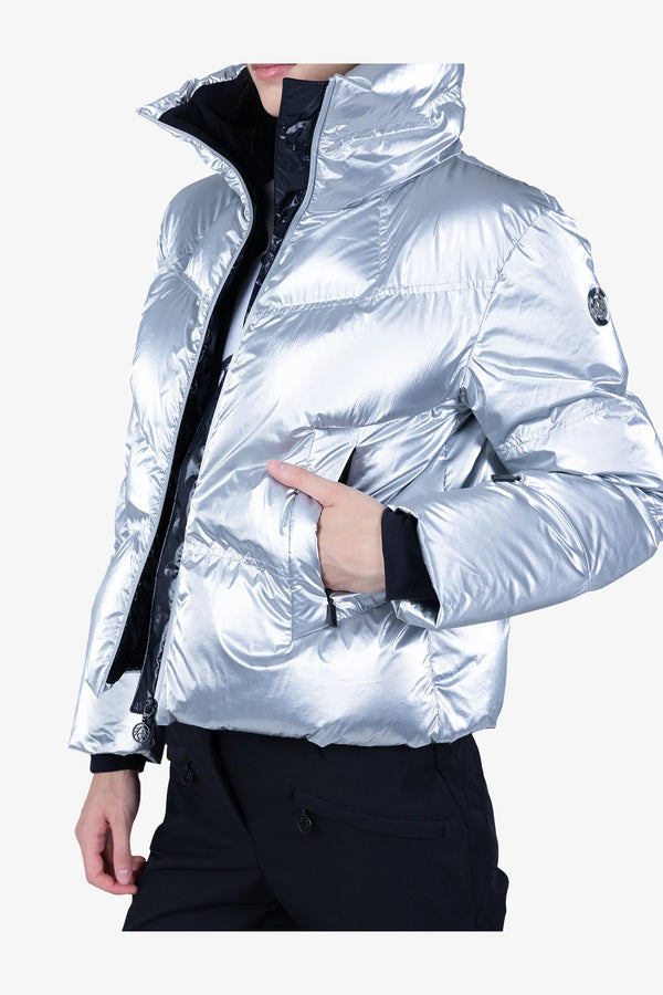 Daunenjacke aus trendigem Metallic-Nylon 07