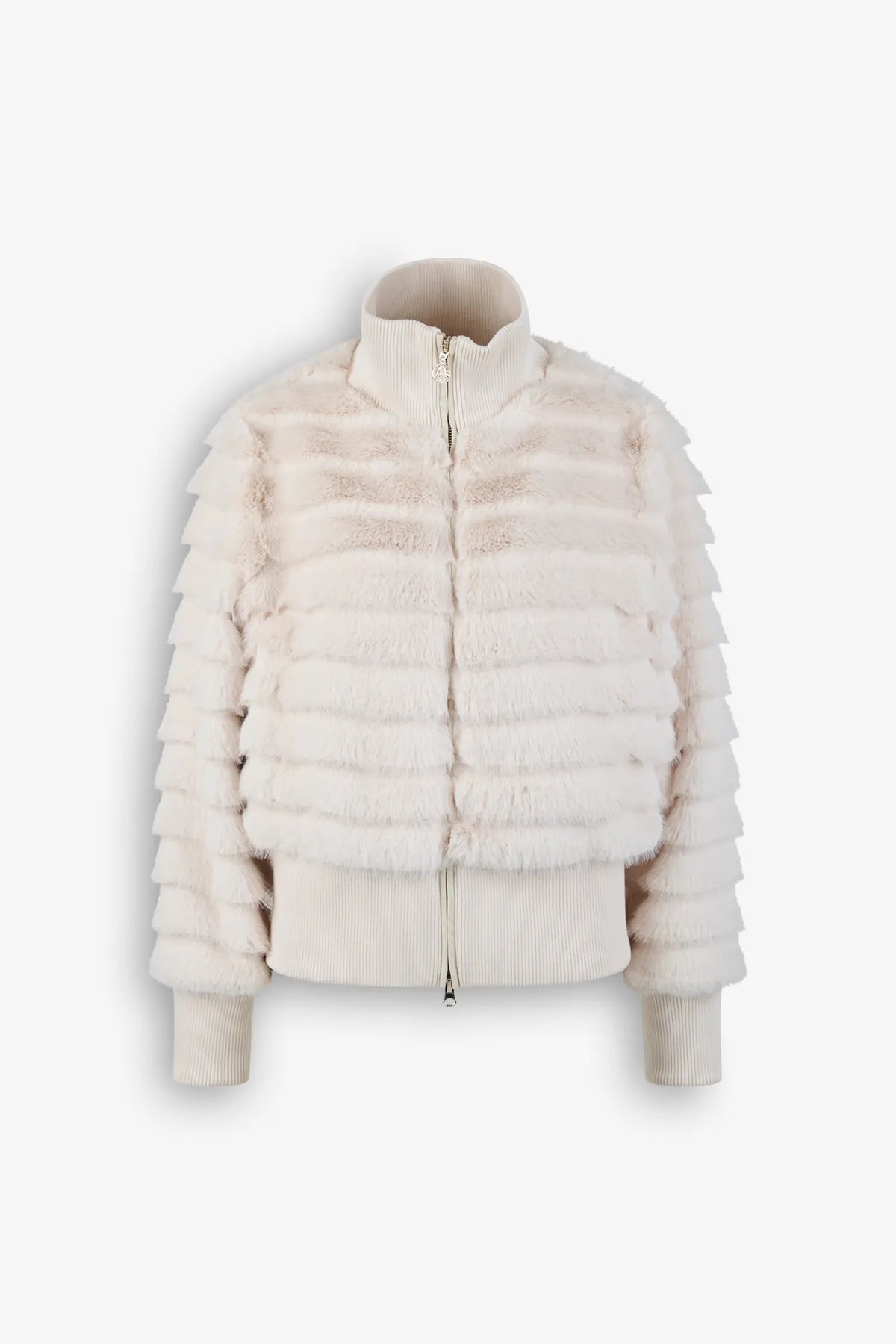 Web-Pelz Jacke mit Strickdetails 01