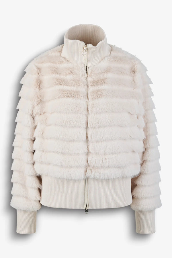 Web-Pelz Jacke mit Strickdetails 01