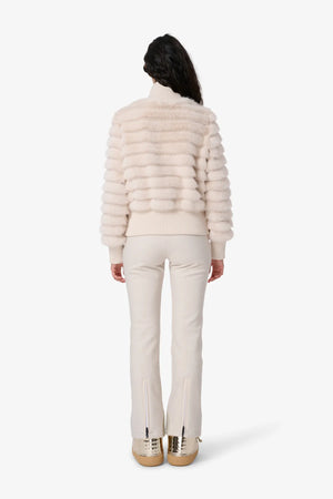 Web-Pelz Jacke mit Strickdetails 04