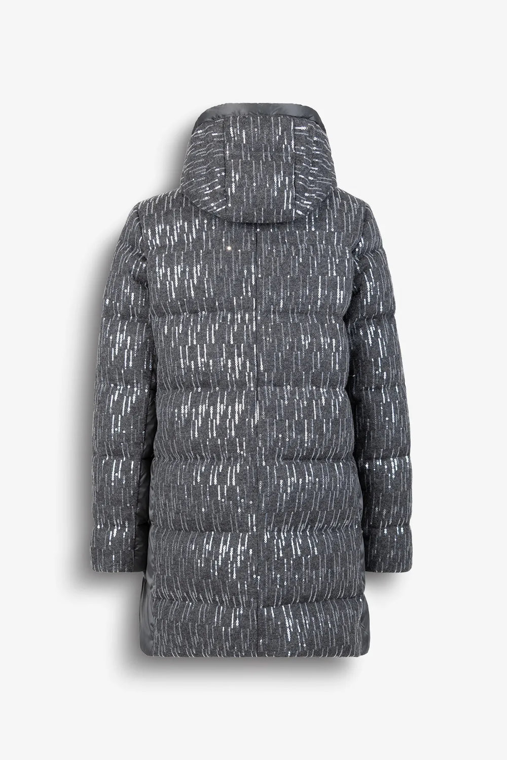 Pailletten-Wollmantel mit Nylon-Details 01