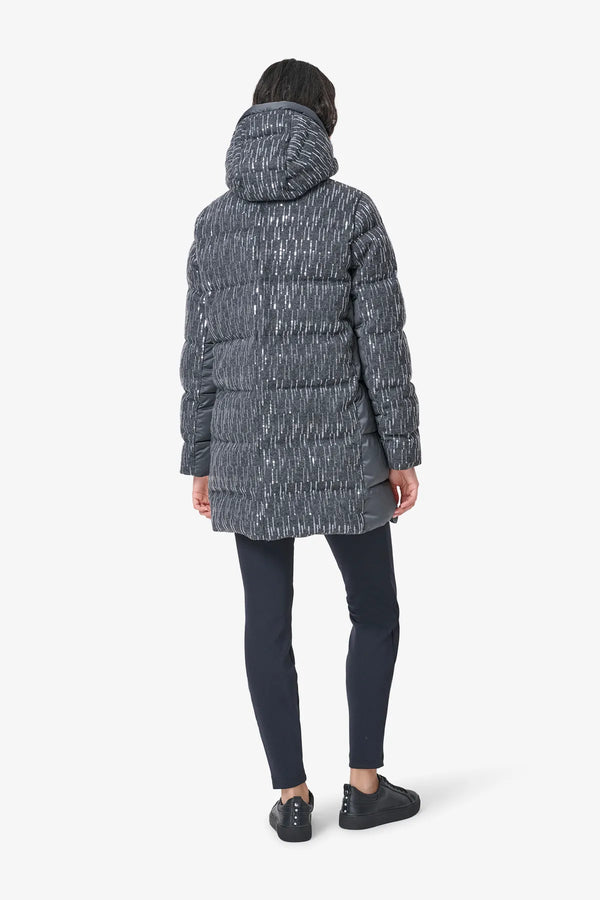 Pailletten-Wollmantel mit Nylon-Details 05