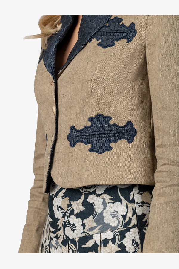 Jacke mit Stehkragen und Revers 06
