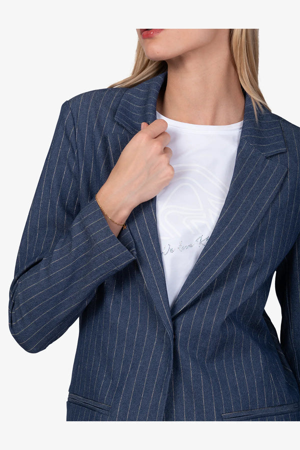 Lässiger Nadelstreif-Blazer 06
