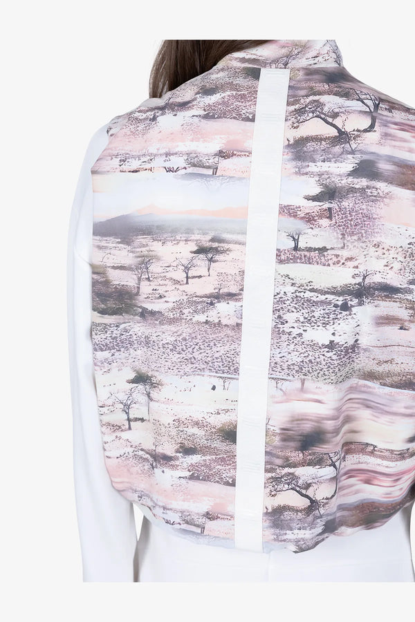 Cropped Weste mit Landschafts-Print 06