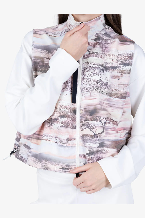 Cropped Weste mit Landschafts-Print 07