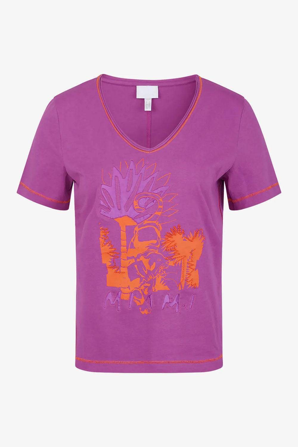 T-Shirt mit gerundetem V-Ausschnitt 01