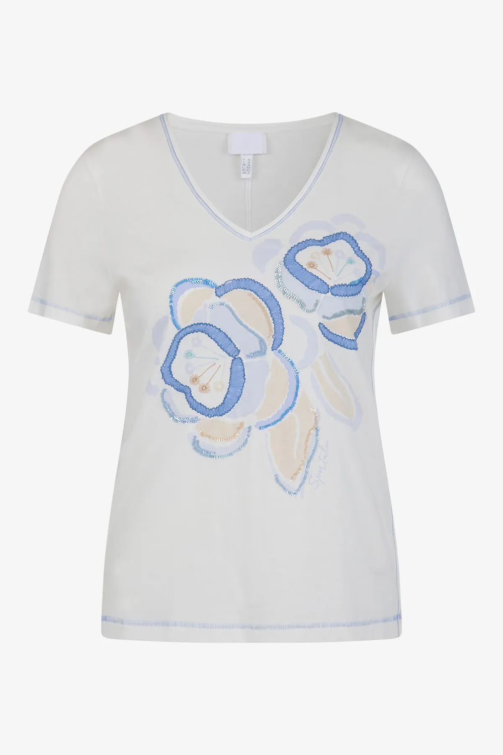 T-Shirt mit gerundetem V-Ausschnitt 01