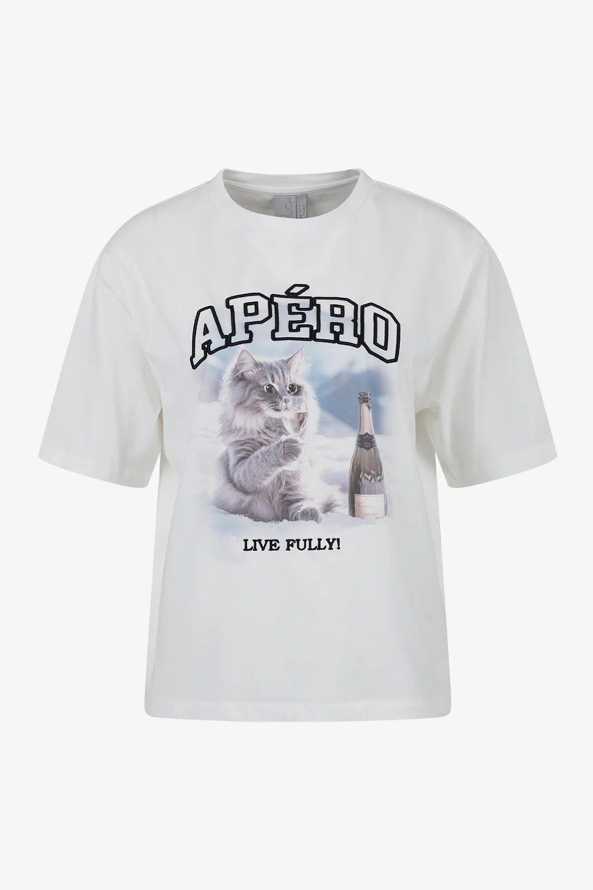 T-Shirt mit Print und Stickerei 01