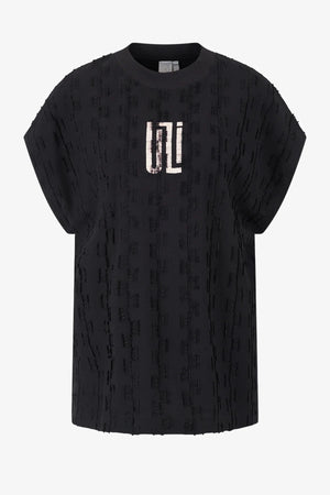 Oversized-T-Shirt mit Fransen-Muster 01