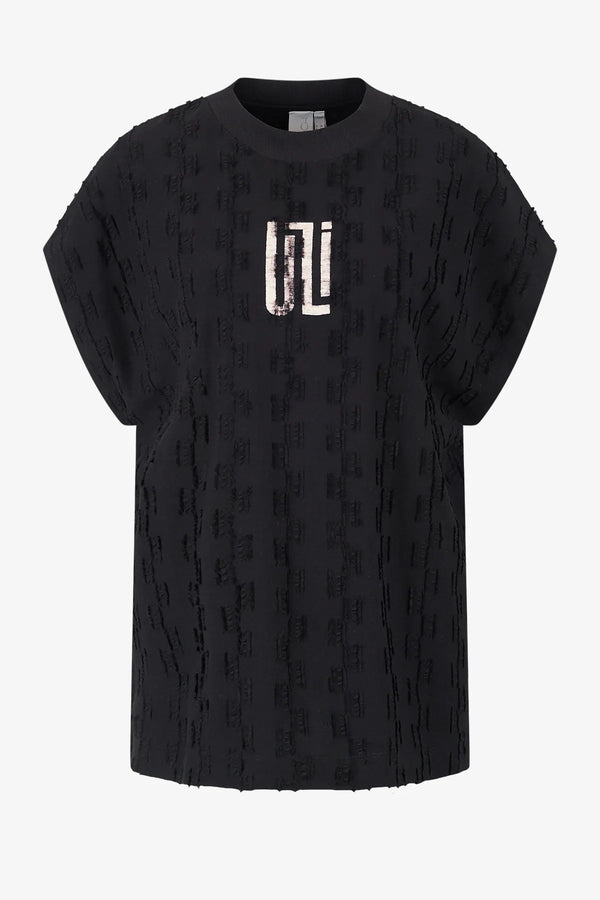 Oversized-T-Shirt mit Fransen-Muster 01