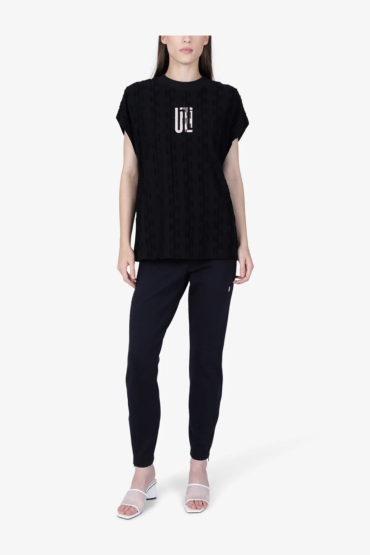Oversized-T-Shirt mit Fransen-Muster 03