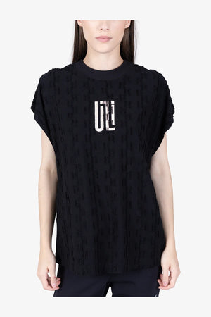 Oversized-T-Shirt mit Fransen-Muster 06