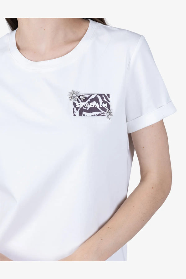 Lässiges T-Shirt mit bedrucktem Badge 07