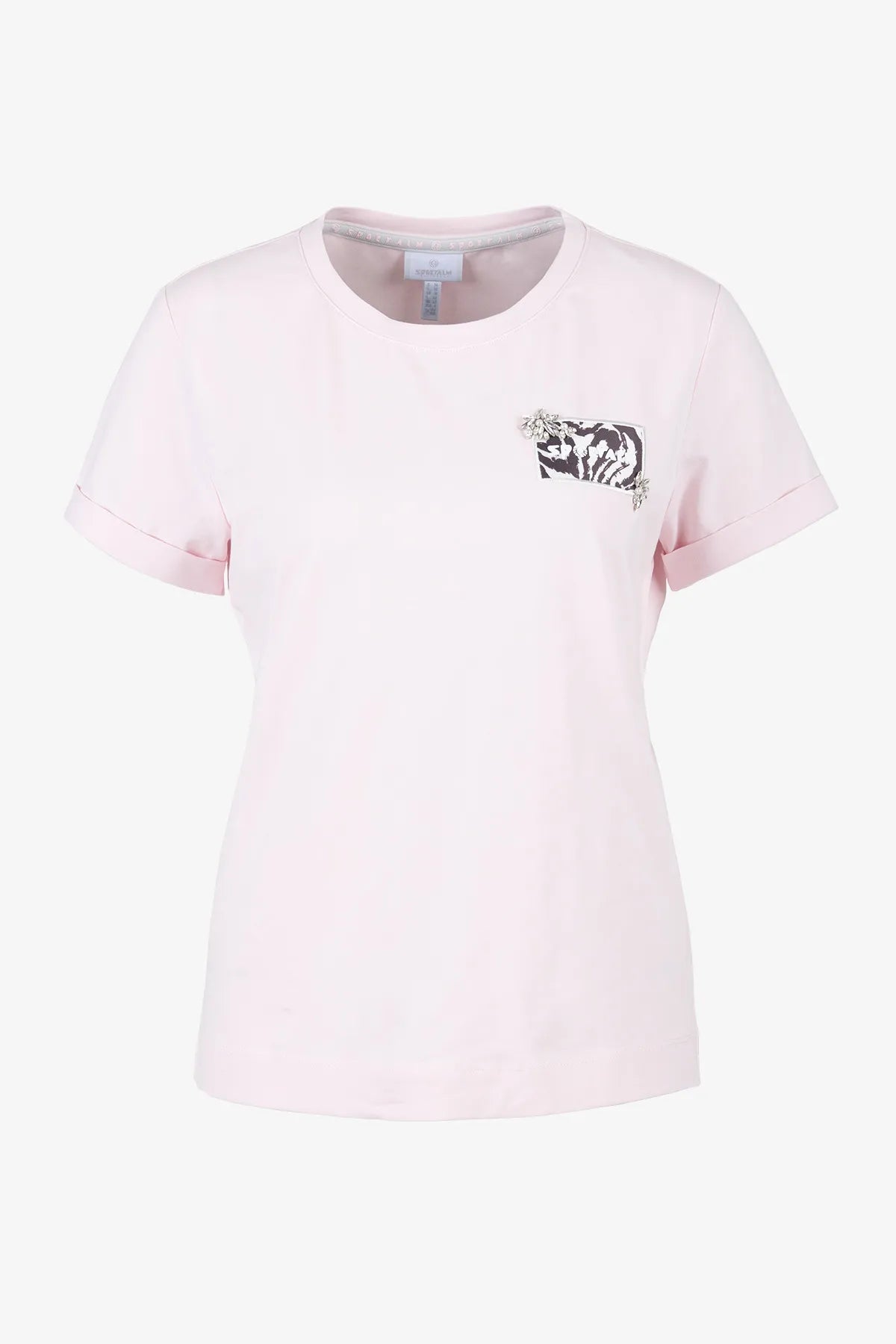 Lässiges T-Shirt mit bedrucktem Badge 01
