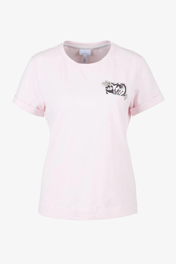 Lässiges T-Shirt mit bedrucktem Badge 01