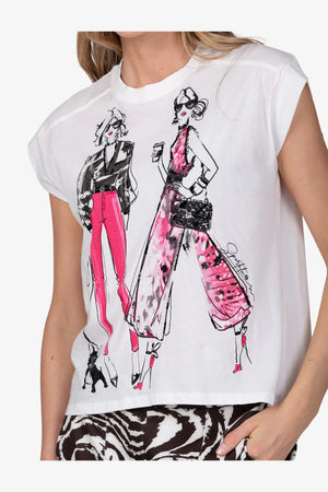 Lässiges T-Shirt mit Illustrationsprint 06