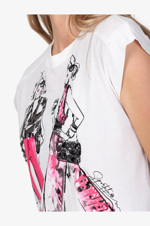 Lässiges T-Shirt mit Illustrationsprint 07