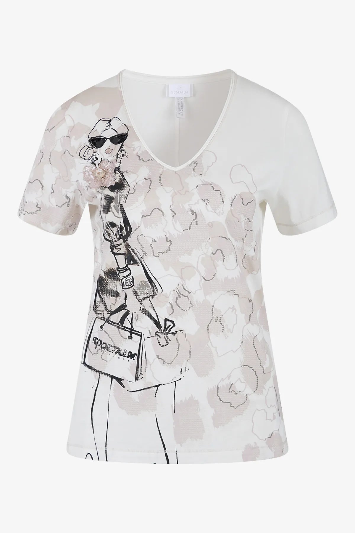 T-Shirt mit Print und Pailletten 01