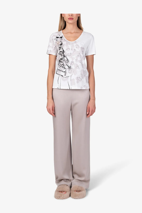 T-Shirt mit Print und Pailletten 03