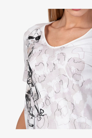 T-Shirt mit Print und Pailletten 06