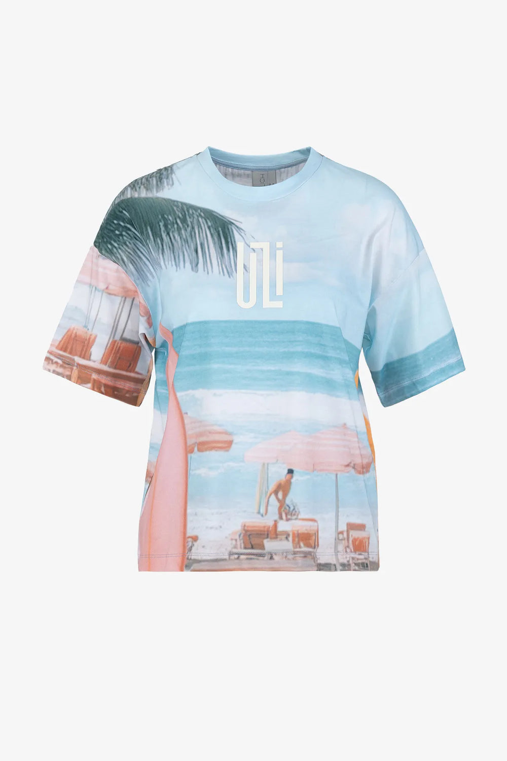 T-Shirt aus Baumwolle mit Beach-Print 01