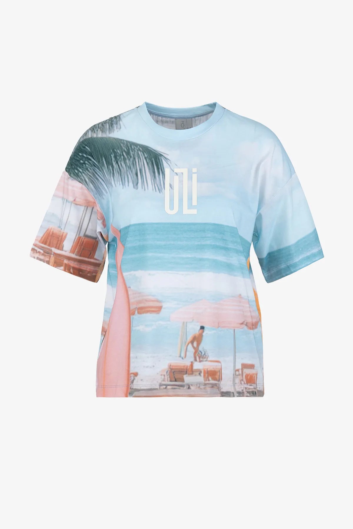 T-Shirt aus Baumwolle mit Beach-Print 01