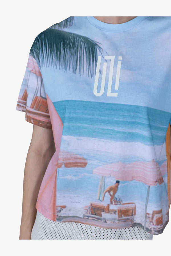 T-Shirt aus Baumwolle mit Beach-Print 07