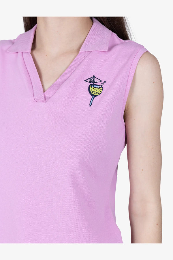 Ärmelloses Baumwoll-Polo-Shirt mit Print 06