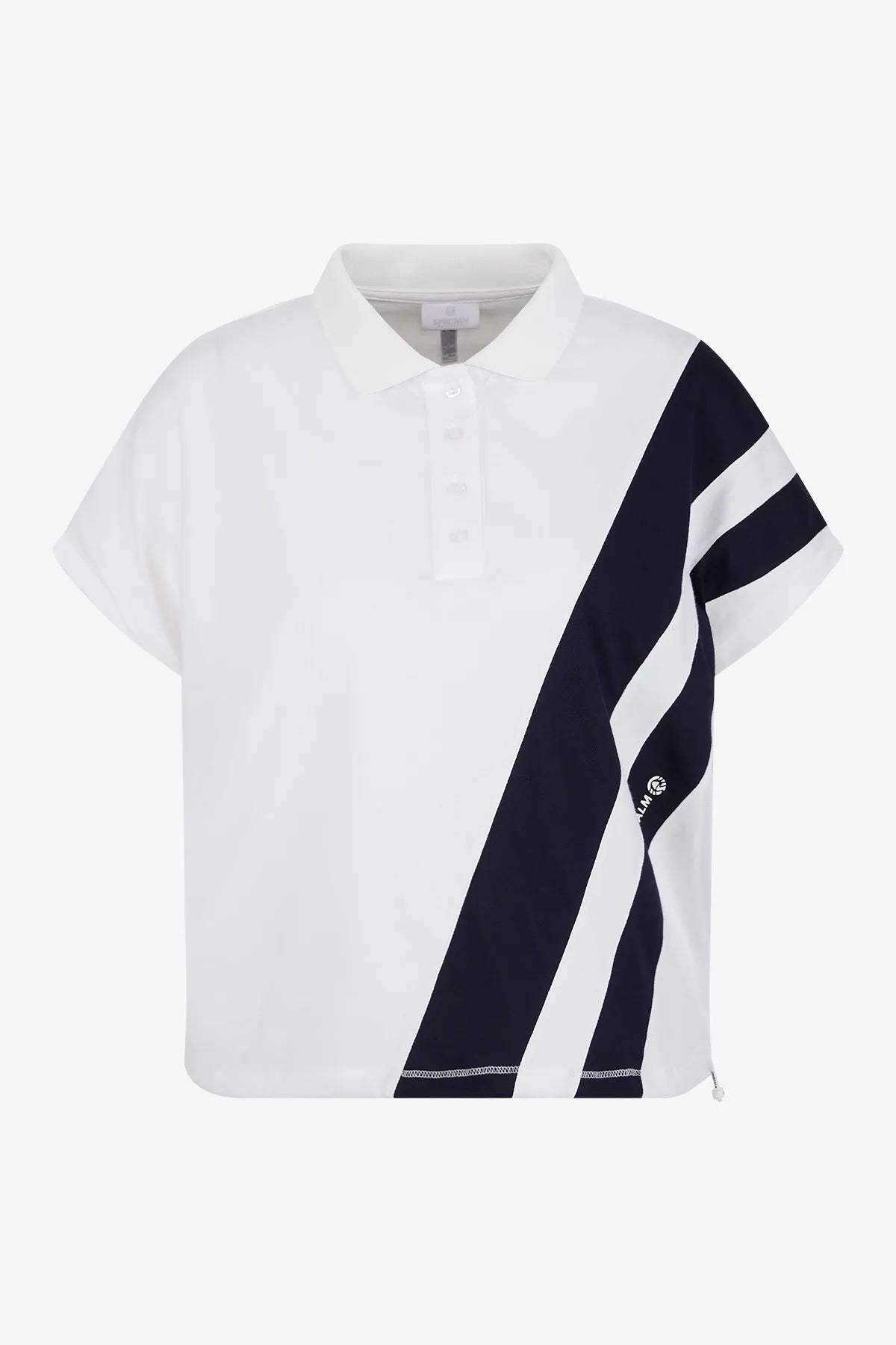 Cropped Baumwoll-Polo-Shirt mit Streifen 01