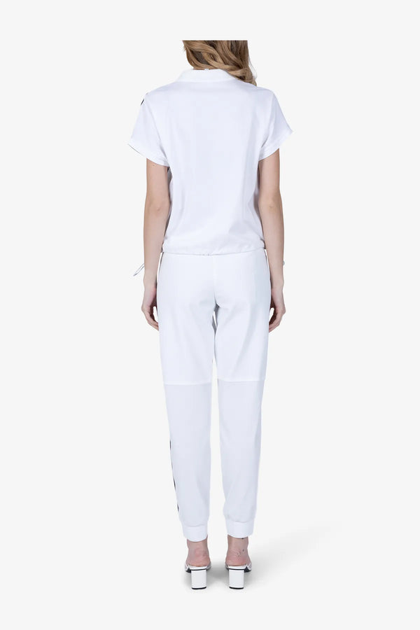 Cropped Baumwoll-Polo-Shirt mit Streifen 05