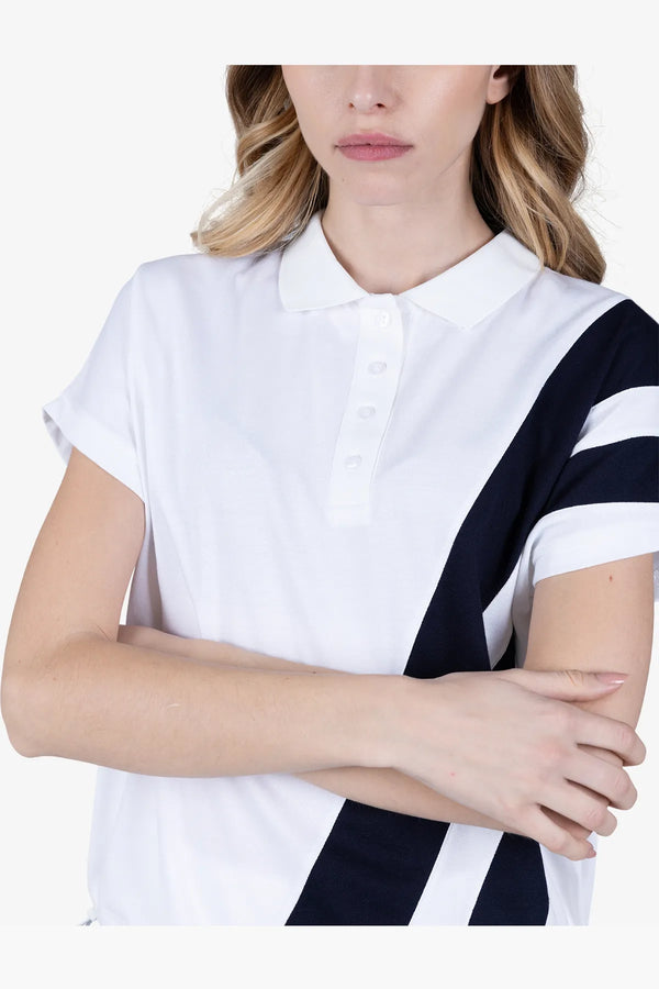 Cropped Baumwoll-Polo-Shirt mit Streifen 06