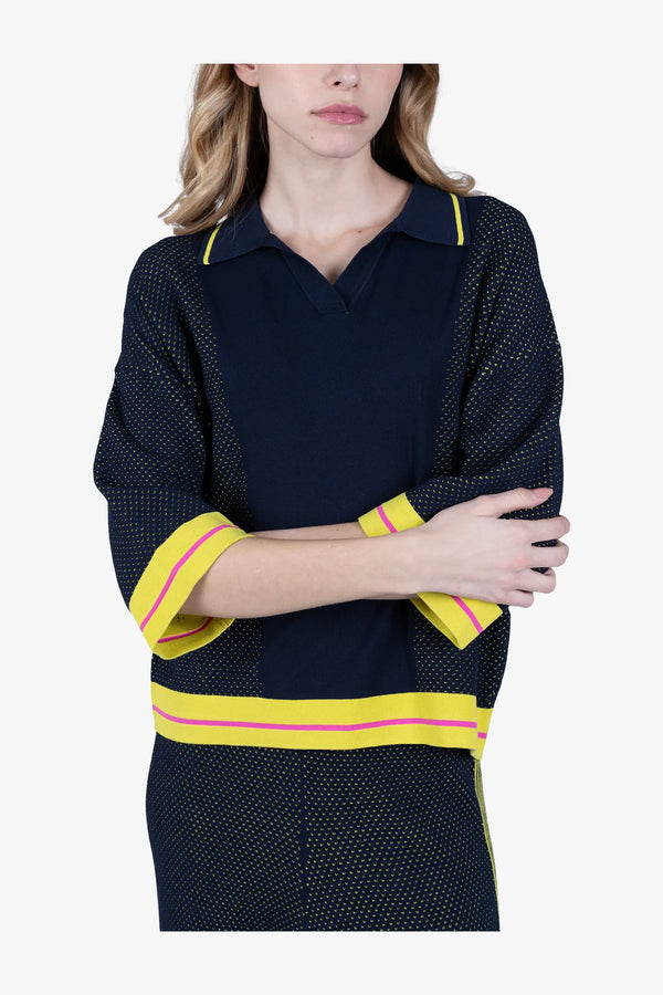 Lässiges Polo-Shirt aus Netzstrick 06