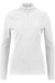 Weißes Langarmshirt mit Stehkragen und Reißverschluss.