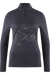 Dunkelgraues Funktionsshirt mit halbem Reißverschluss und sportlichem Skifahrer-Design auf der Vorderseite.