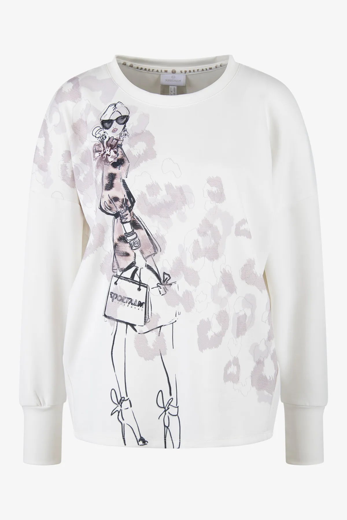 Baumwoll-Sweater mit platziertem Druck 01