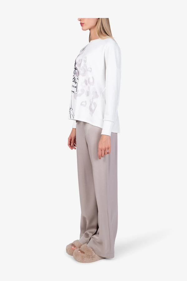 Baumwoll-Sweater mit platziertem Druck 04