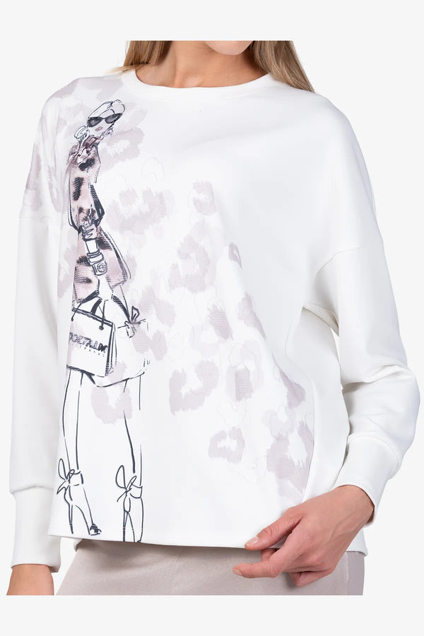 Baumwoll-Sweater mit platziertem Druck 07